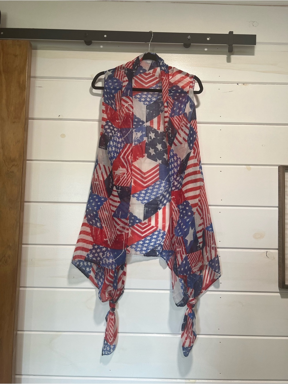 Sheer American Flag Print Vest